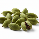 Premium whole green cardamom pods on white background
