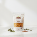 GoGo Quinoa Organic Fusilli Rice & Quinoa 227g on marble surface with botanical accents