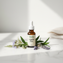 Unda Lobelia Plex 30mL homeopathic complex bottle on marble surface with botanical accents