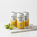 Fever-Tree Indian Tonic Water cans with lime and mint on white marble