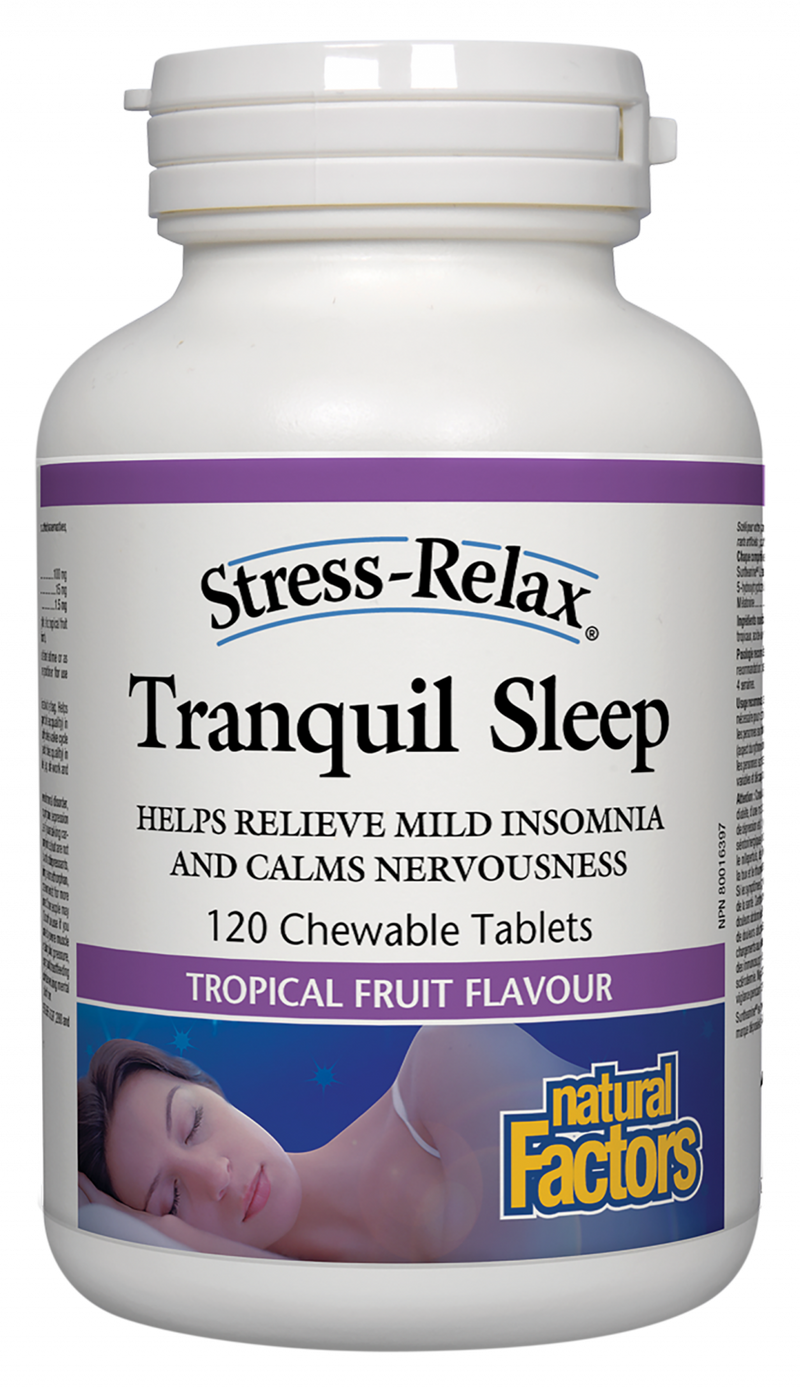 Natural Factors Tranquil Sleep®   120 Chewable Tablets Tropical Fruit Flavour