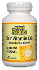 Natural Factors SunVitamin D3  1000 IU  500 Softgels