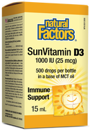 Natural Factors SunVitamin D3 Drops  1000 IU  15 mL Liquid
