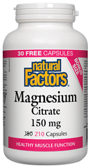 Natural Factors Magnesium Citrate  150 mg  210 Capsules