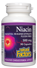 Natural Factors Niacin   Inositol Hexanicotinate Flush Free   500 mg  90 Capsules