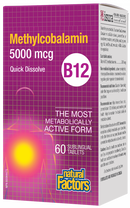 Natural Factors B12 Methylcobalamin  5000 mcg  60 Sublingual Tablets