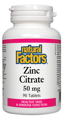 Natural Factors Zinc Citrate  50 mg  90 Tablets
