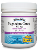 Natural Factors Magnesium Citrate  300 mg  250 g Powder Berry Flavour