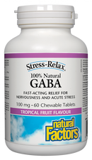 Natural Factors 100% Natural GABA   100 mg  60 Chewable Tablets Tropical Fruit Flavour