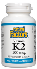 Natural Factors Vitamin K2  100 mcg  60 Vegetarian Capsules