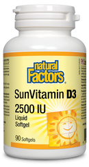 Natural Factors SunVitamin D3  2500 IU  90 Softgels