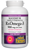 Natural Factors RxOmega-3  Maximum Triple Strength  900 mg  150 Enteripure® Softgels